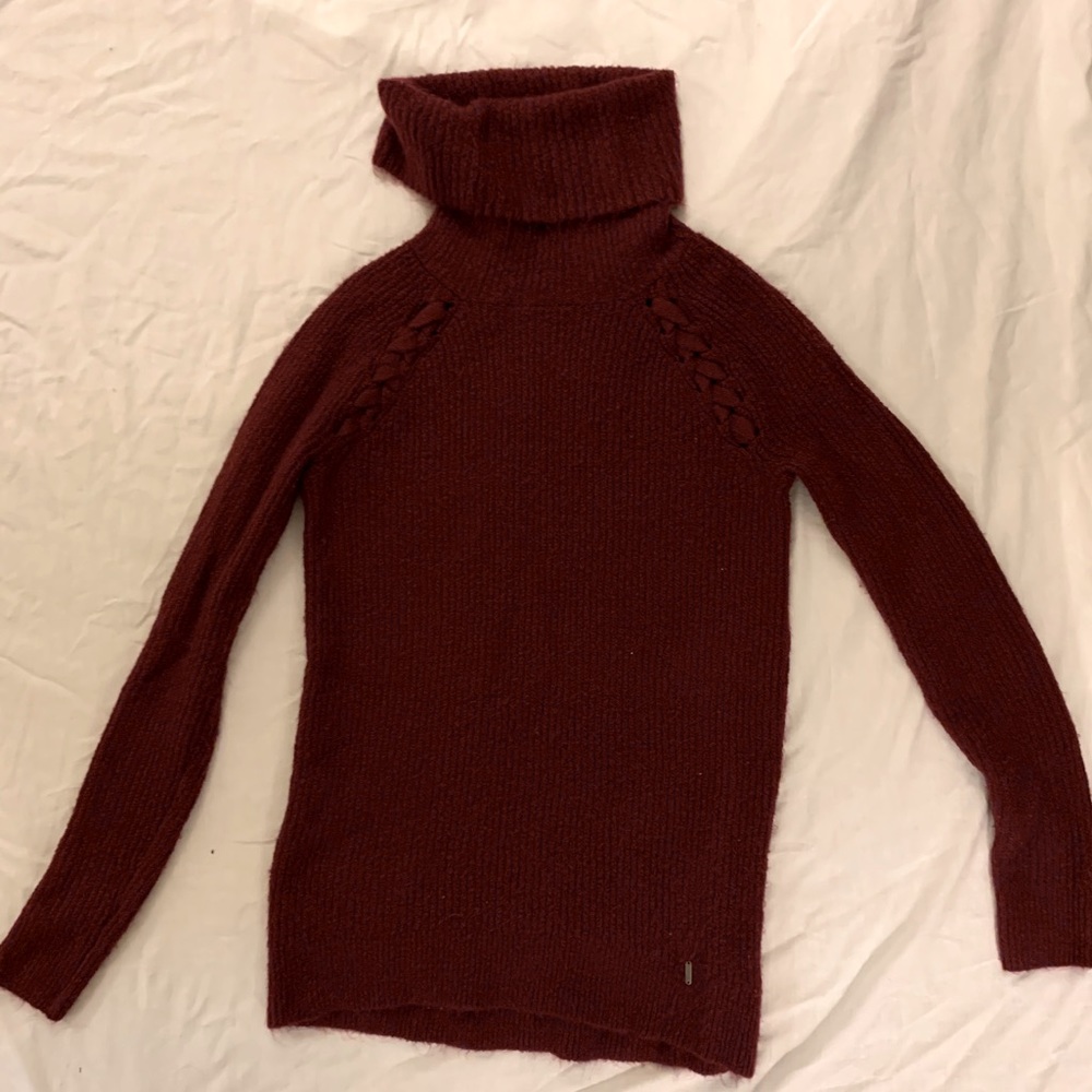 Hollister Maroon Long Turtleneck Sweater